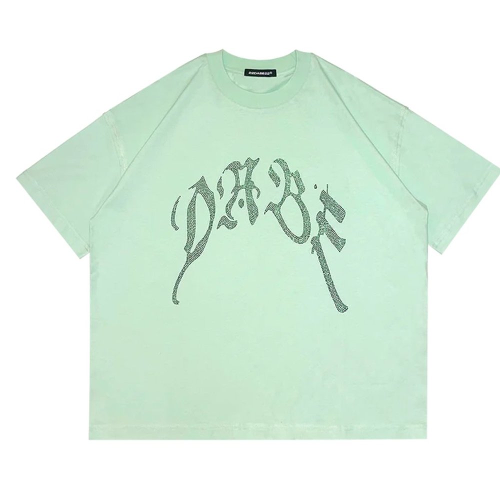T-shirt Light Green Rhinestone